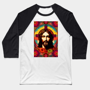 Jesus Christ Psychedelic Pop Art Baseball T-Shirt